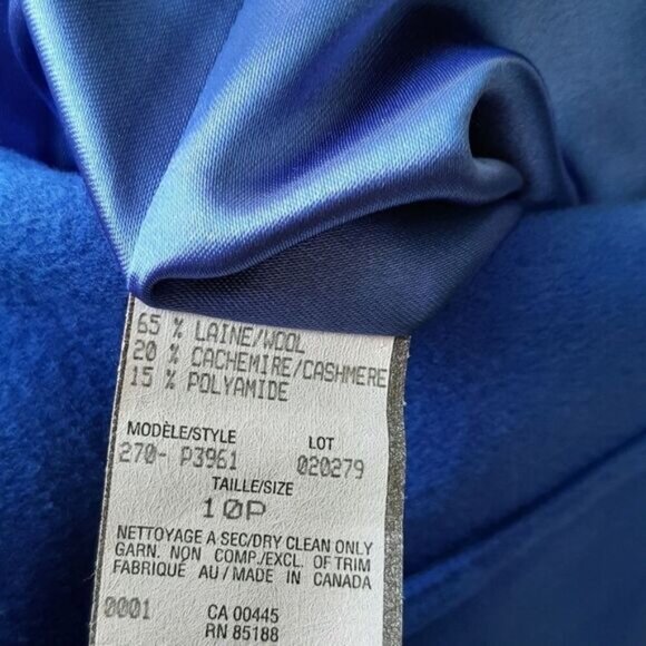 LOUBEN | Wool Cashmere Blend Button Front Soft Coat Jacket Blue Sz 10 P - Picture 11 of 13